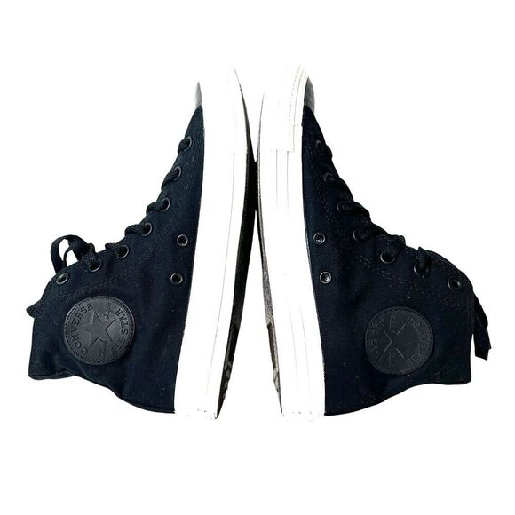 Converse All Star Hi Top Black Canvas Womens 8 Lace Up Skate Shoe Mens 6 Sneaker - Picture 1 of 10